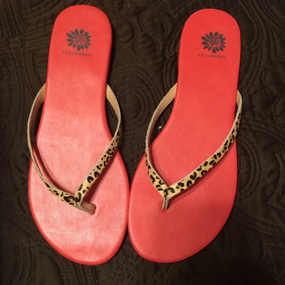Yellow box flip flops